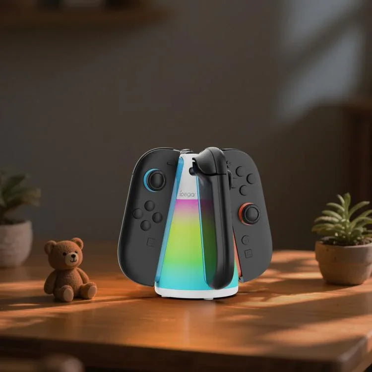 Base de Carregamento 4 em 1 ipega para Comandos Joy-Con do Nintendo Switch 2, Estação de Carregamento Quádrupla com Luz RGB