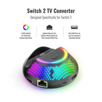 Dock de TV 4K 60Hz JYS 5 em 1 HUB para Nintendo Switch 2 com Porta Ethernet Gigabit e Iluminação Ambiente RGB, JYS