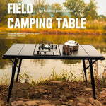 Mesa Dobrável para Camping ao Ar Livre CLS, Mesa de Alumínio para Rolo de Ovos, Modelos 8245 com 6 Pratos, 9545 Dobrável com 7 Pratos, 8744 Preto, 8744 Grão de Madeira, 8744 Preto + 4 Ganchos PU, 8744 Grão de Madeira + 4 Ganchos PU