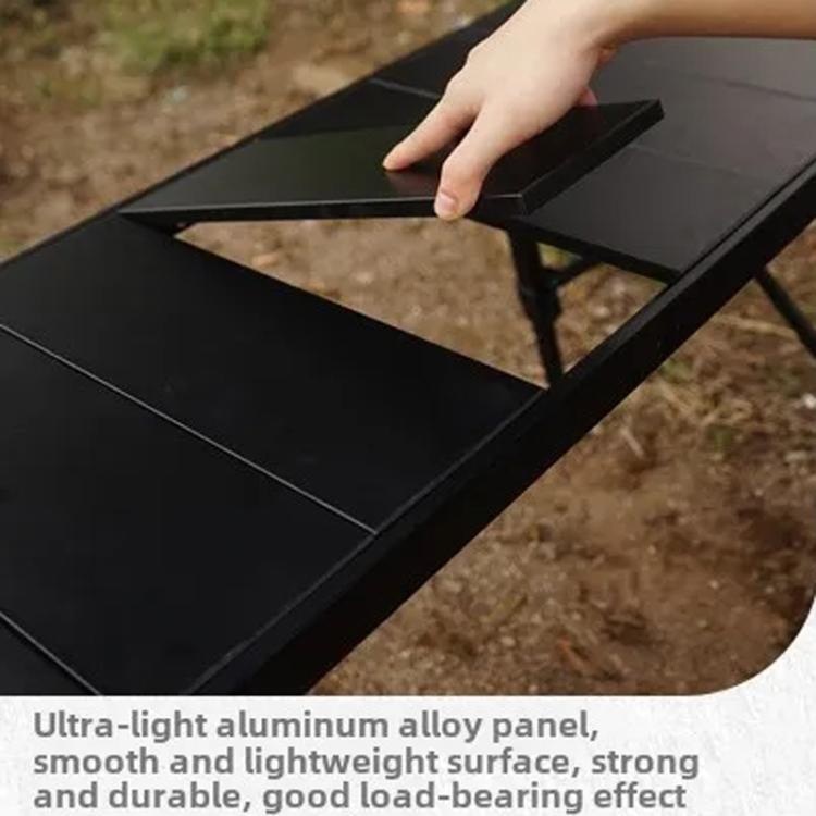 Mesa Dobrável para Camping ao Ar Livre CLS, Mesa de Alumínio para Rolo de Ovos, Modelos 8245 com 6 Pratos, 9545 Dobrável com 7 Pratos, 8744 Preto, 8744 Grão de Madeira, 8744 Preto + 4 Ganchos PU, 8744 Grão de Madeira + 4 Ganchos PU