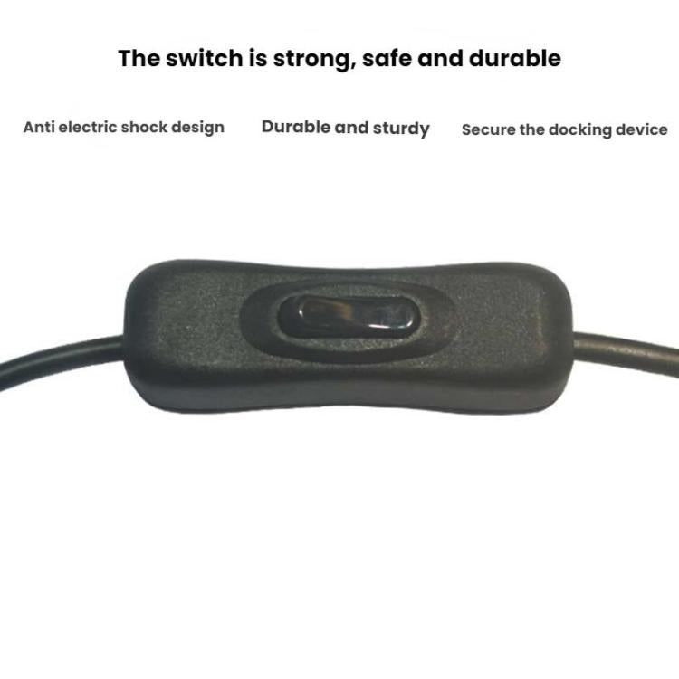 2pcs 5.5x2.1mm Male Female Connection Cable DC Switch Cable 304 Switch Power Cable, Key switch(Black)