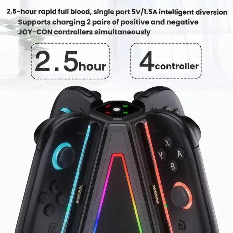 Para Nintendo Switch 2 Controladores Joy-Con Base de Carregamento Triangular 4 em 1 com Luz RGB, S219