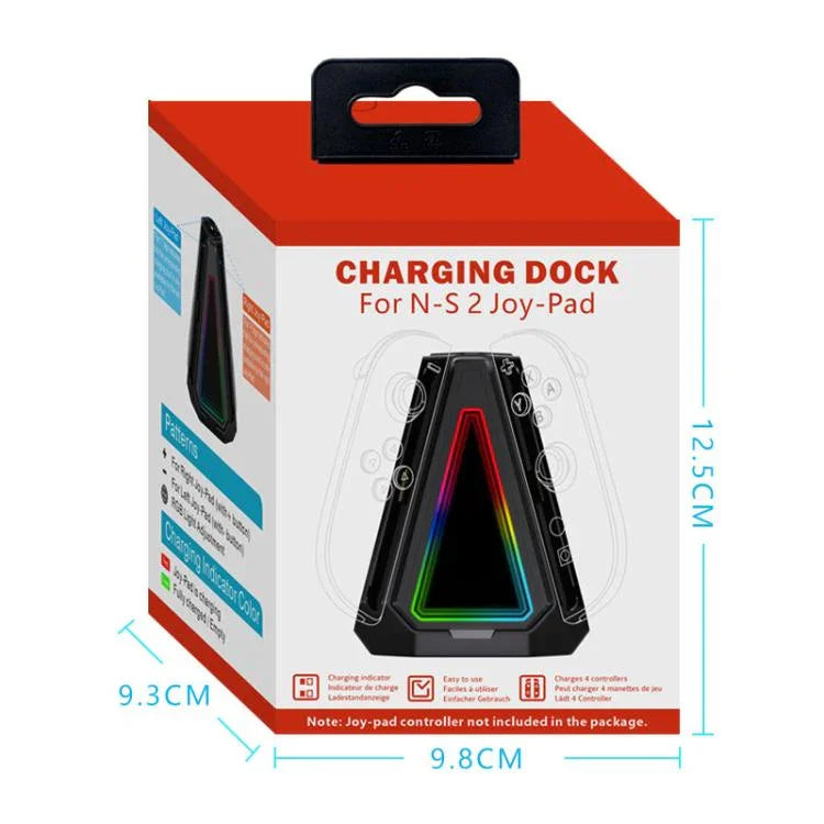 Para Nintendo Switch 2 Controladores Joy-Con Base de Carregamento Triangular 4 em 1 com Luz RGB, S219