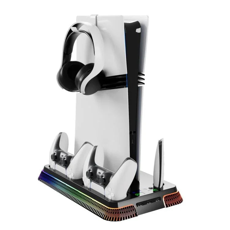 Base de Arrefecimento Multifuncional para PS5 Pro / PS5 Slim / PS5 com Dupla Alça e Dock de Carregamento, YH66S Estilo Piano com Luz Colorida Branca, YH66S Estilo Piano com Luz Colorida Preta, YH66 Branco, YH66 Preto Branco, YH66 Preto