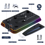 Base de Arrefecimento Multifuncional para PS5 Pro / PS5 Slim / PS5 com Dupla Alça e Dock de Carregamento, YH66S Estilo Piano com Luz Colorida Branca, YH66S Estilo Piano com Luz Colorida Preta, YH66 Branco, YH66 Preto Branco, YH66 Preto