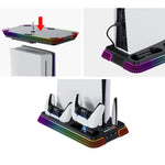 Base de Arrefecimento Multifuncional para PS5 Pro / PS5 Slim / PS5 com Dupla Alça e Dock de Carregamento, YH66S Estilo Piano com Luz Colorida Branca, YH66S Estilo Piano com Luz Colorida Preta, YH66 Branco, YH66 Preto Branco, YH66 Preto