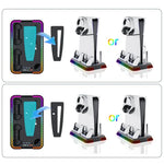 Base de Arrefecimento Multifuncional para PS5 Pro / PS5 Slim / PS5 com Dupla Alça e Dock de Carregamento, YH66S Estilo Piano com Luz Colorida Branca, YH66S Estilo Piano com Luz Colorida Preta, YH66 Branco, YH66 Preto Branco, YH66 Preto