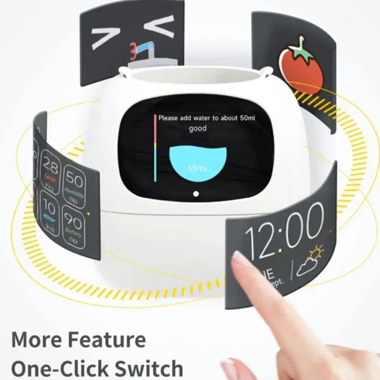 Vaso Inteligente com Multi-Sensores, Monitor de Plantas WiFi com Ecrã de 2 Polegadas, Compatível com Ecossistema Mi/Tuya Home