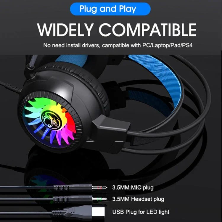 Auriculares de Computador Gaming com Luzes, Com Fios e Microfone, iMICE HD-490 Luz Colorida 3,5mm, iMICE HD-490 Luz RGB 7,1mm