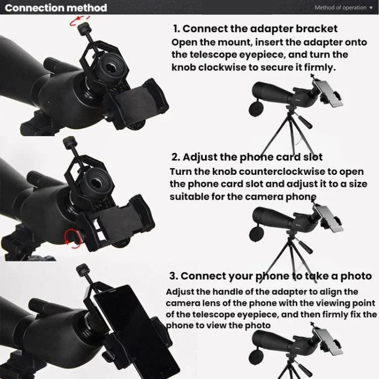 Acessórios de Clipe para Fotografia Assistida por Telescópio Astronómico, Suporte de Clipe para Telemóvel