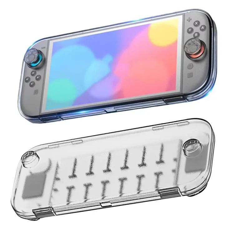 Estojo de Armazenamento Cristal para Consola Nintendo Switch 2 Organizador Anti-riscos Caixa de Viagem com 14 Slots para Cartões de Jogo, Estojo para Consola Transparente Branco, Estojo para Consola Transparente Preto
