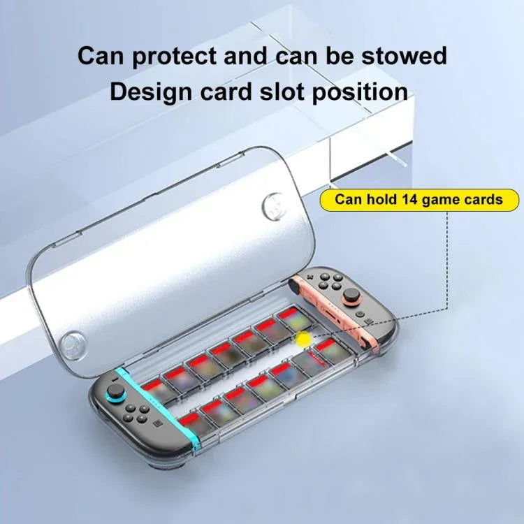 Estojo de Armazenamento Cristal para Consola Nintendo Switch 2 Organizador Anti-riscos Caixa de Viagem com 14 Slots para Cartões de Jogo, Estojo para Consola Transparente Branco, Estojo para Consola Transparente Preto