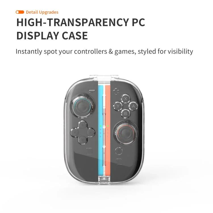 Capa Rígida Transparente para Comandos Joy-Con do Nintendo Switch 2 com 6 Slots para Cartões de Jogo
