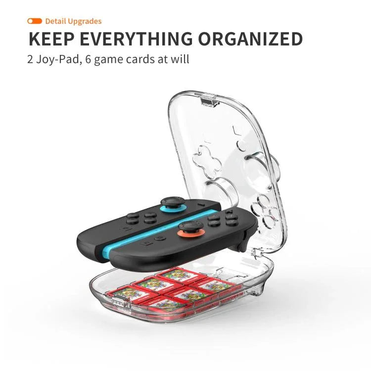 Capa Rígida Transparente para Comandos Joy-Con do Nintendo Switch 2 com 6 Slots para Cartões de Jogo