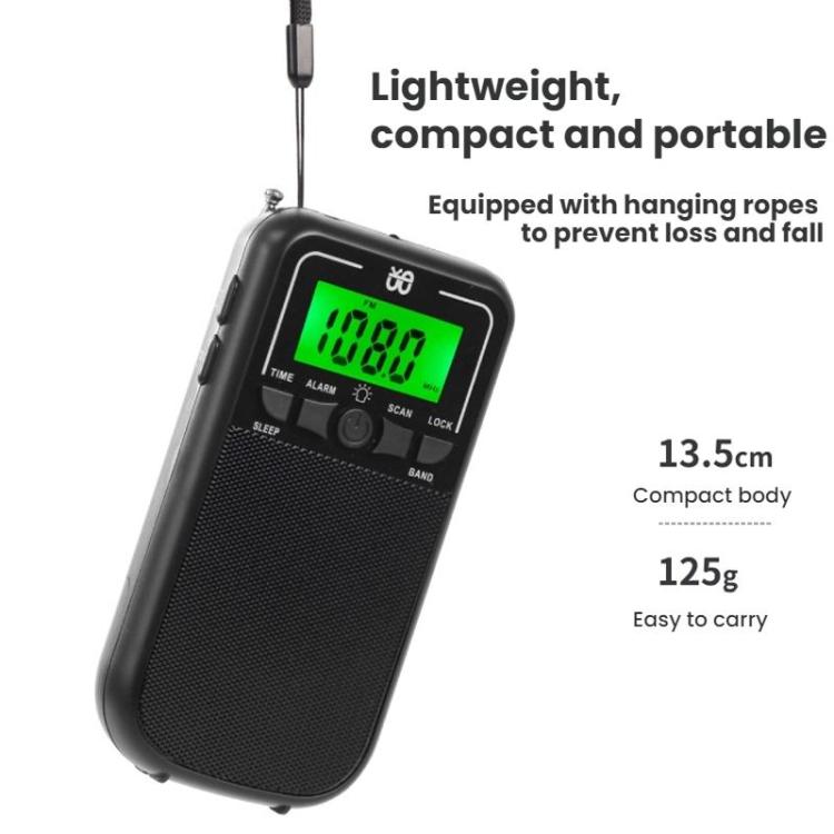 Rádio Portátil FM/AM/SW Multibanda de Alta Sensibilidade Controlado por Relógio, Para UE, Para EUA