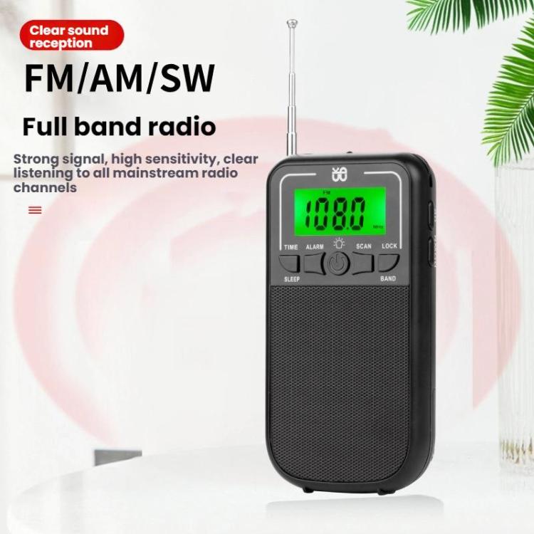 Rádio Portátil FM/AM/SW Multibanda de Alta Sensibilidade Controlado por Relógio, Para UE, Para EUA