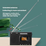 Rádio Portátil FM/AM/SW de Banda Completa com Relógio LCD Controlado, Para UE, Para EUA
