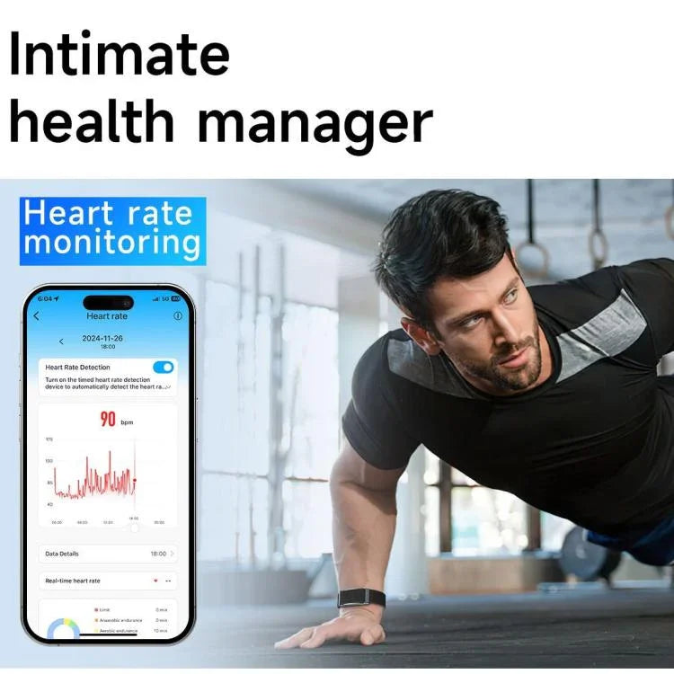 Pulseira de Saúde com Duplo PD Monitorização em Tempo Real de Frequência Cardíaca, Oxigénio no Sangue, Sono e Exercício