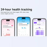 Pulseira de Saúde com Duplo PD Monitorização em Tempo Real de Frequência Cardíaca, Oxigénio no Sangue, Sono e Exercício