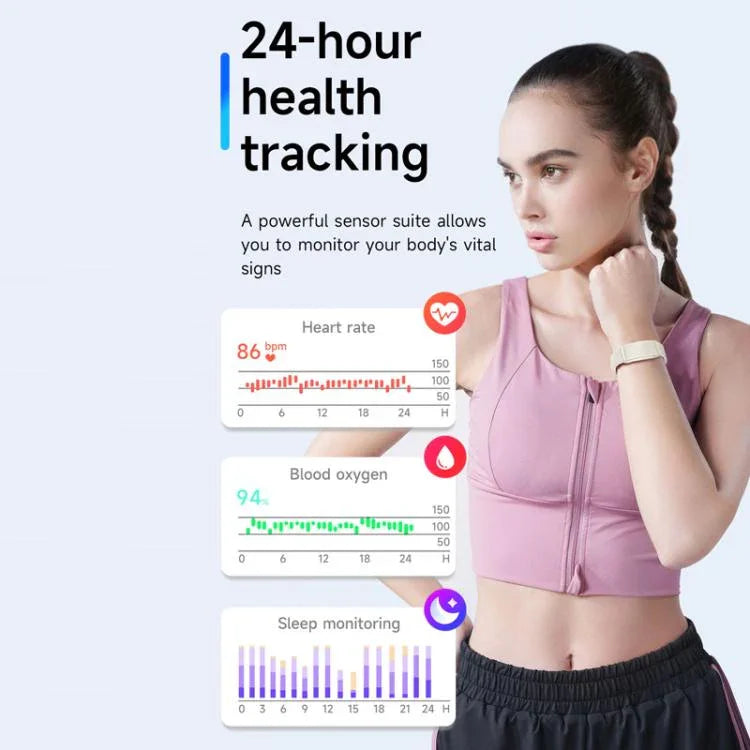Pulseira de Saúde com Duplo PD Monitorização em Tempo Real de Frequência Cardíaca, Oxigénio no Sangue, Sono e Exercício