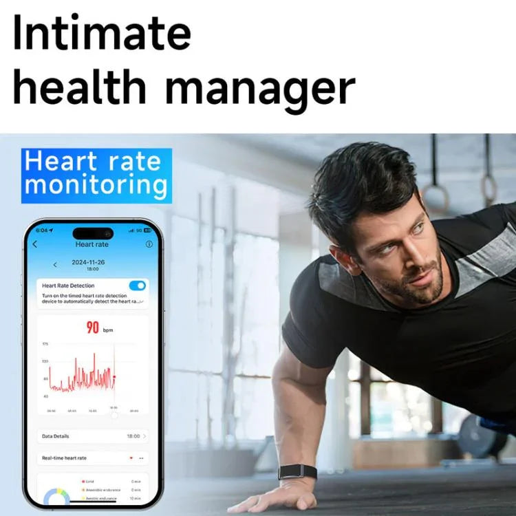 Pulseira de Saúde com Duplo PD Monitorização em Tempo Real de Frequência Cardíaca, Oxigénio no Sangue, Sono e Exercício