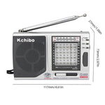 Rádio Portátil Kchibo 10 Bandas AM/FM/SW com Altifalante de Alta Fidelidade Receptor Compacto Multibanda Mini, KK-9803