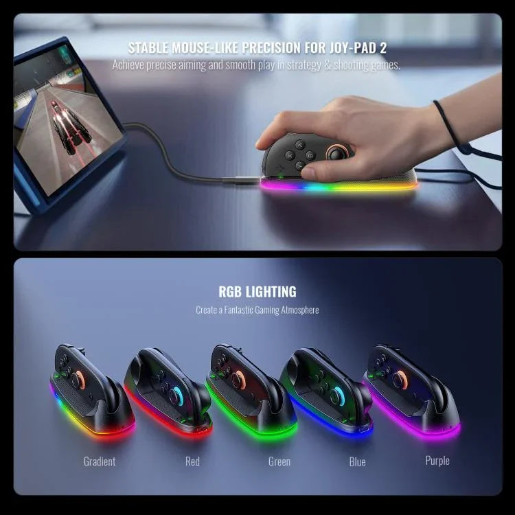 Base Magnética para Comando e Rato com Iluminação Ambiente para Nintendo Switch 2 JYS, JYS-NS2320
