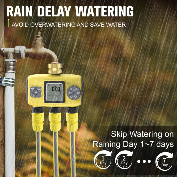 Controlador Inteligente Automático de Rega Exterior com Temporizador de Irrigação Três Vias, Padrão Reino Unido, Padrão EUA