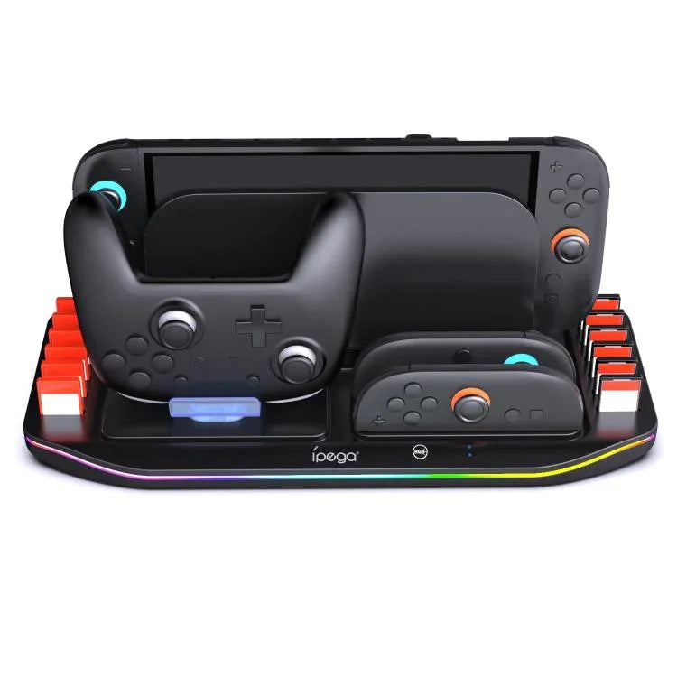 Base de Carregamento ipega para Nintendo Switch 2 Joy-Con e Comando Pro com Iluminação RGB e Suporte para Cartão de Jogo, PG-SW2048