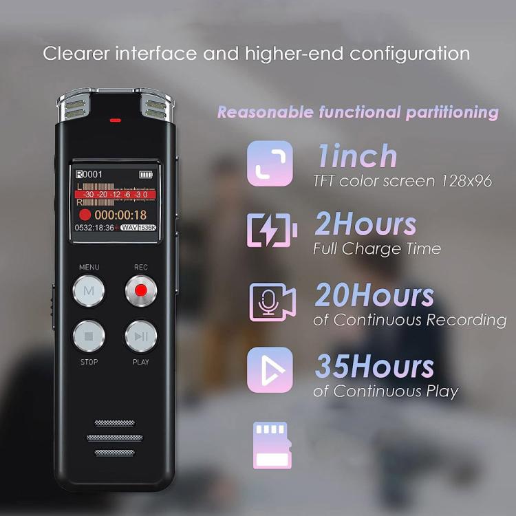 Gravador Digital de Voz Portátil com Cancelamento de Ruído Ativado por Voz para Conferências, 64GB, 128GB