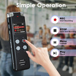 Gravador Digital de Voz Portátil com Cancelamento de Ruído Ativado por Voz para Conferências, 64GB, 128GB