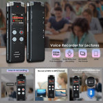 Gravador Digital de Voz Portátil com Cancelamento de Ruído Ativado por Voz para Conferências, 64GB, 128GB
