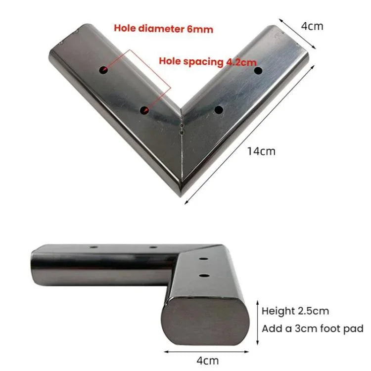 Almofada Elevadora para Suporte de Sofá em Aço Inoxidável com 3cm de Espessura, Forma Linear Preta, Forma de Sete Preta, Forma Linear Prateada, Forma de Sete Prateada