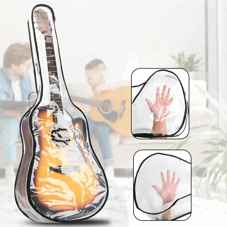 Capa para guitarra elétrica de 40-41 polegadas, bolsa TPU transparente com zíper duplo, estojo protetor para armazenamento