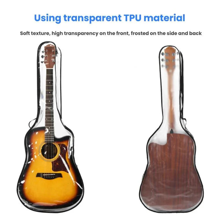 40-41 Inch Electric Guitar Dust Cover Transparent TPU Gig Bag With Dual Zippers Protective Storage Case, 40-41 Inch