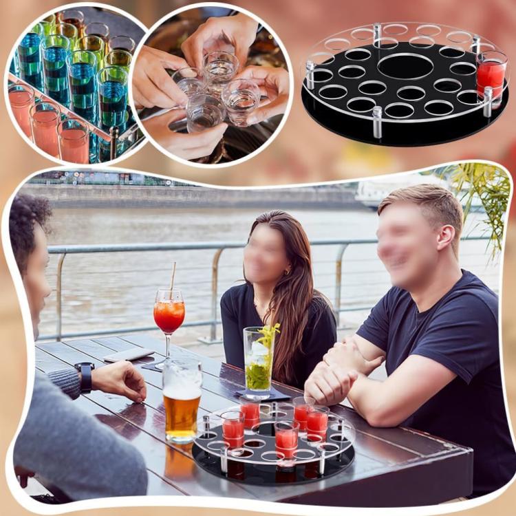 Suporte para Bandeja de Copos de Vinho com 25 Furos e Espaço Central para Garrafa, YX183 1 peça