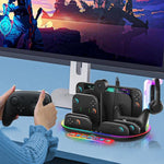 Base de Carregamento com Luz RGB para Nintendo Switch 2 JYS NS2322, Base Integrada de Arrefecimento e Armazenamento de Carregamento
