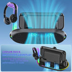 Base de Carregamento com Luz RGB para Nintendo Switch 2 JYS NS2322, Base Integrada de Arrefecimento e Armazenamento de Carregamento