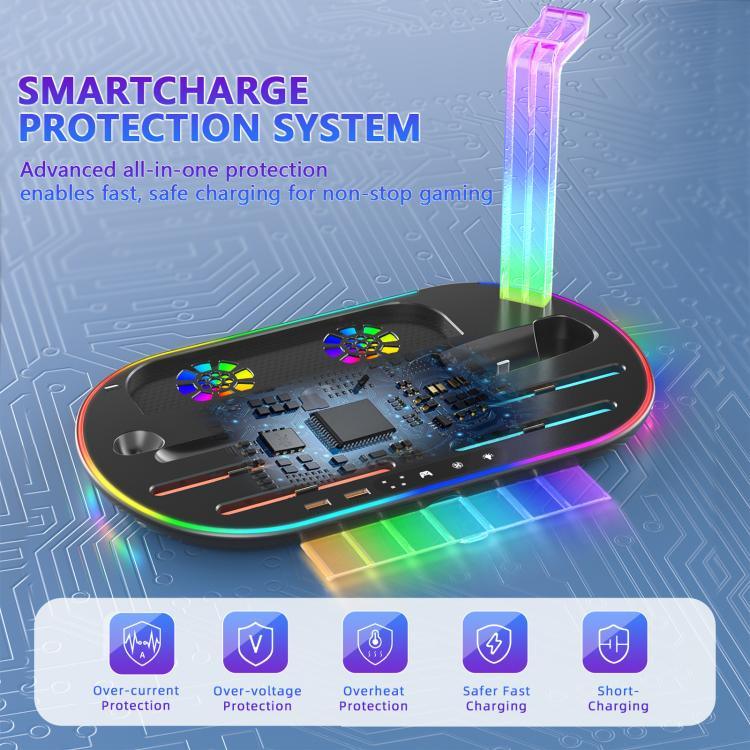 Base de Carregamento com Luz RGB para Nintendo Switch 2 JYS NS2322, Base Integrada de Arrefecimento e Armazenamento de Carregamento