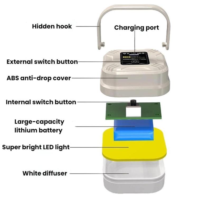 WS-C08 Outdoor Three Level Lighting Camping Lantern Compact Portable Multifunctional Tent Lamp