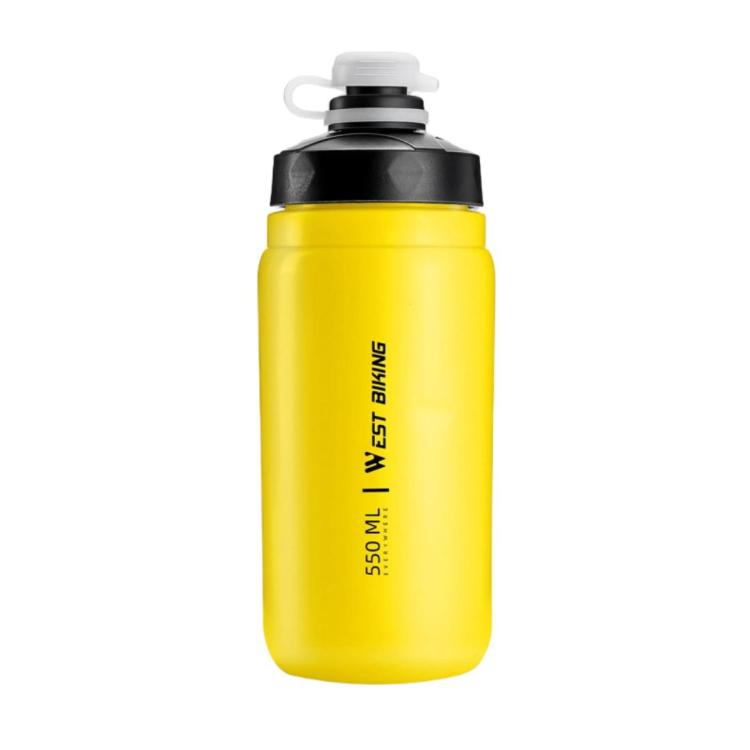 WEST BIKING Garrafa de Água para Bicicleta 550ml para Ciclismo, Design à Prova de Fugas com Aperto, Garrafa de Hidratação Desportiva Portátil, 550ml Branco Largo, 550ml Amarelo Largo, 550ml Amarelo, 550ml Branco