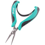 Alicate de bico plano de precisão em aço inoxidável ProsKit PM-396H, alicate eletrônico de mandíbula plana sem dentes, PM-396H