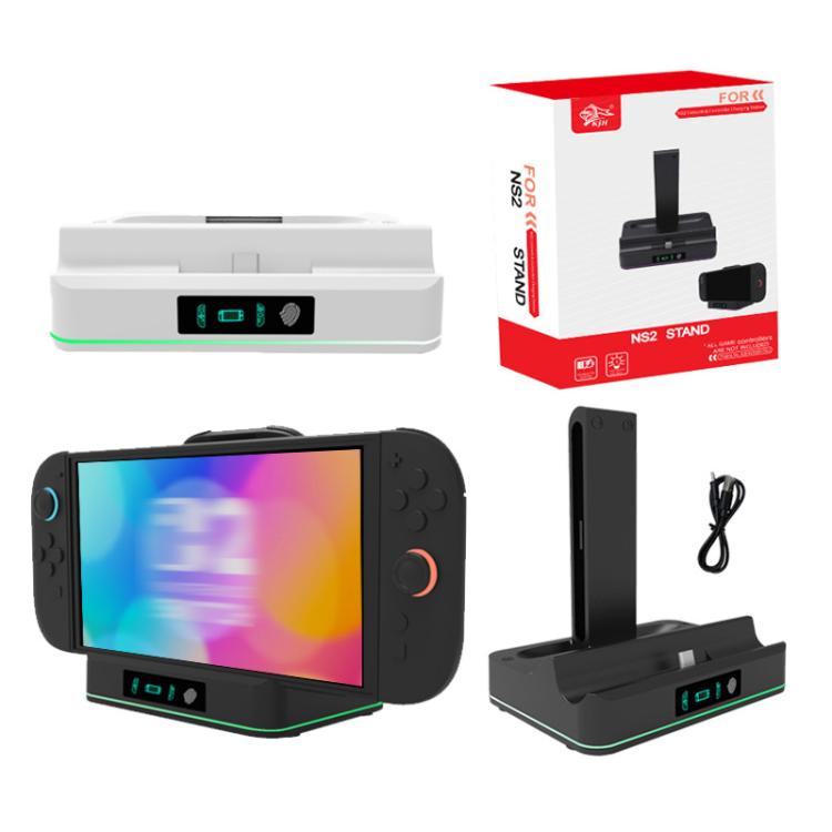 Dock de Carregamento KJH com Iluminação Ambiente para Nintendo Switch 2 e Comandos Joy-Con, PG-SW2130 Branco, PG-SW2130 Preto