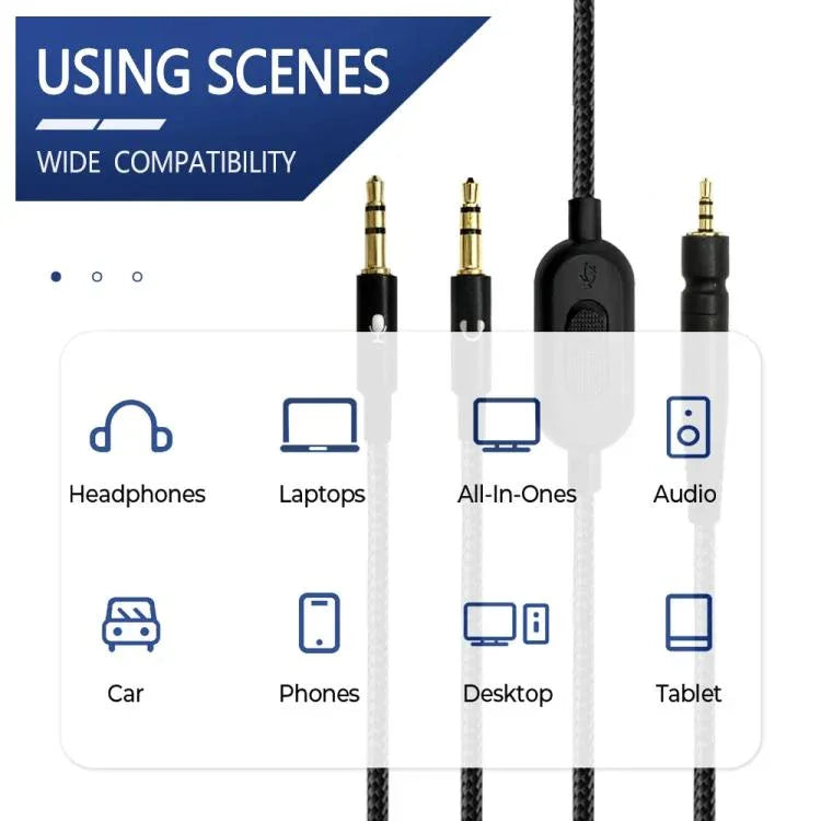 Cabo de auscultadores edição tuning 2m para Sennheiser GAME ONE / GAME ZERO / PC 373D / GSP350 / GSP500 / GSP600, ficha única, ficha dupla