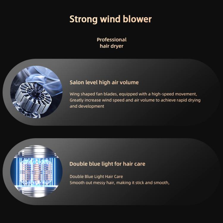 Secador de Cabelo Dobrável Portátil de Alta Velocidade e Temperatura Constante 1800W, Preto + Bocal Coletor de Ar, Branco + Bocal Coletor de Ar, Preto + Bocal Coletor de Ar + Capuz de Ar Grande, Branco + Bocal Coletor de Ar + Capuz de Ar Grande