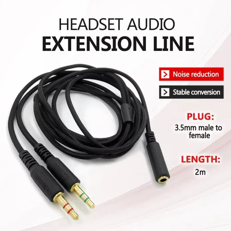 Cabo de extensão 2 em 1 macho para fêmea 3,5mm adaptador de áudio para Razer Kraken V2, ZS0190