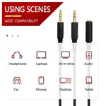 Cabo de extensão 2 em 1 macho para fêmea 3,5mm adaptador de áudio para Razer Kraken V2, ZS0190