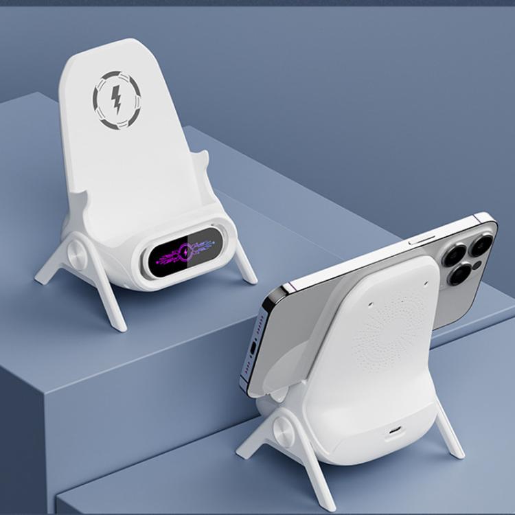 Suporte de Carregador Sem Fios em Forma de Cadeira para Secretária Compatível com Telemóveis e Tablets de 4,5 a 11 Polegadas