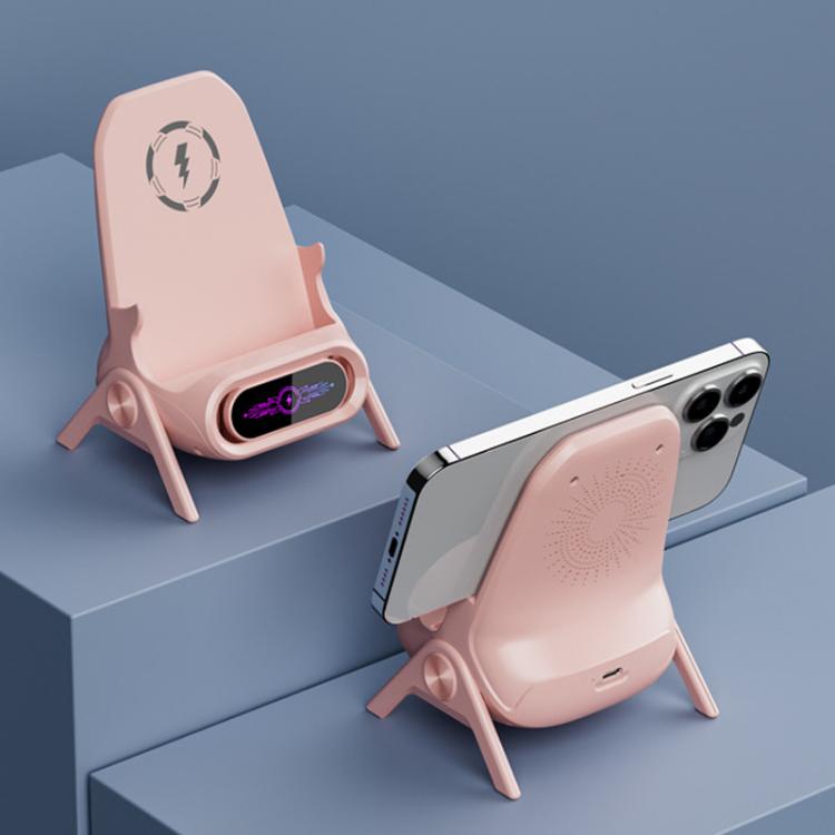 Suporte de Carregador Sem Fios em Forma de Cadeira para Secretária Compatível com Telemóveis e Tablets de 4,5 a 11 Polegadas