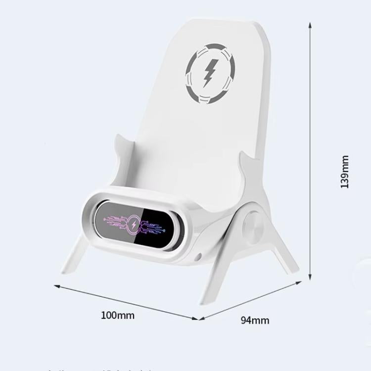 Suporte de Carregador Sem Fios em Forma de Cadeira para Secretária Compatível com Telemóveis e Tablets de 4,5 a 11 Polegadas